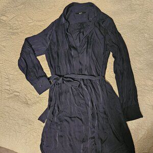 Navy Silk Quince Wrap Dress